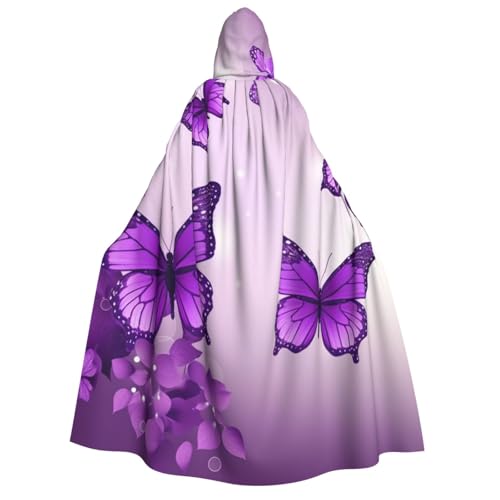 TRSGKSQP Lila Schmetterlinge Erwachsene Kapuzenumhang Halloween Umhang Lange Kapuze Robe Umhang Cosplay Kostüm von TRSGKSQP