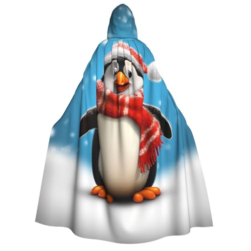 TRSGKSQP Lustiger Weihnachtsumhang mit Pinguin-Motiv, für Erwachsene, mit Kapuze, Halloween-Umhang, lange Kapuze, Cosplay-Kostüm von TRSGKSQP