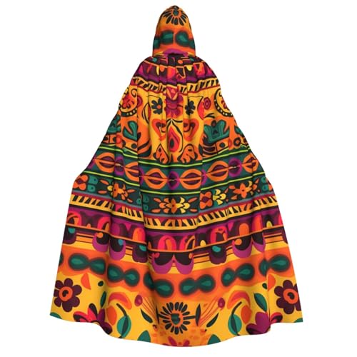 TRSGKSQP Mexikanische Volkskunst Boho Erwachsene Kapuzenumhang Halloween Umhang Lange Kapuze Robe Umhang Cosplay Kostüm von TRSGKSQP