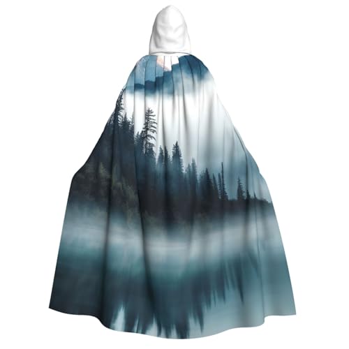 TRSGKSQP Neblige Berge, Landschaft, Erwachsenen-Umhang, mit Kapuze, Halloween-Umhang, lange Kapuze, Robe, Umhang, Cosplay-Kostüm von TRSGKSQP