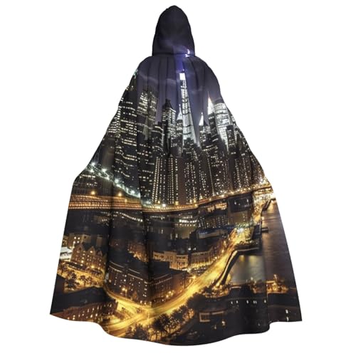TRSGKSQP New York Night Erwachsenen-Umhang mit Kapuze, Halloween-Umhang, lange Kapuze, Robe, Umhang, Cosplay-Kostüm von TRSGKSQP