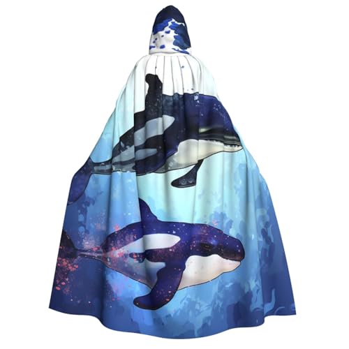 TRSGKSQP Orca Killerwal Erwachsene Kapuzenumhang Halloween Umhang Lange Kapuze Robe Umhang Cosplay Kostüm von TRSGKSQP