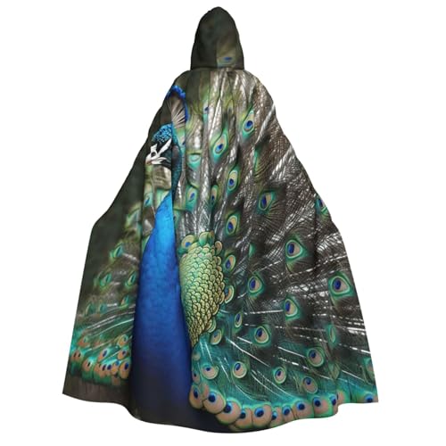 TRSGKSQP Pfauenumhang mit Kapuze für Erwachsene, Halloween-Umhang, lange Kapuze, Cosplay-Kostüm von TRSGKSQP