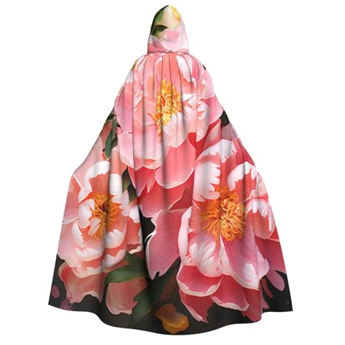 TRSGKSQP Pfingstrosenumhang mit Kapuze, für Erwachsene, Halloween, lange Kapuze, Cosplay-Kostüm von TRSGKSQP