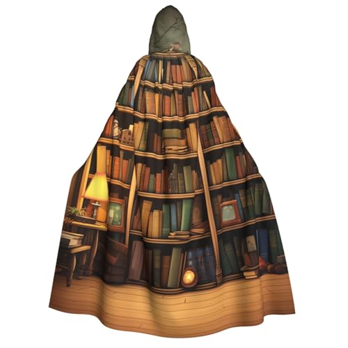 TRSGKSQP Retro-Bücherregal für Erwachsene, mit Kapuze, Halloween-Umhang, lange Kapuze, Robe, Umhang, Cosplay-Kostüm von TRSGKSQP