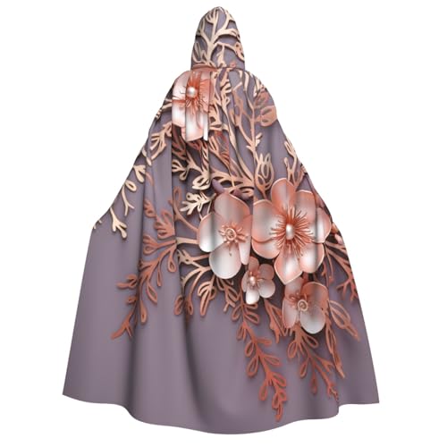 TRSGKSQP Rosen, eleganter dekorativer Blumenumhang mit Kapuze für Erwachsene, Halloween, lange Kapuze, Robe, Umhang, Cosplay-Kostüm von TRSGKSQP