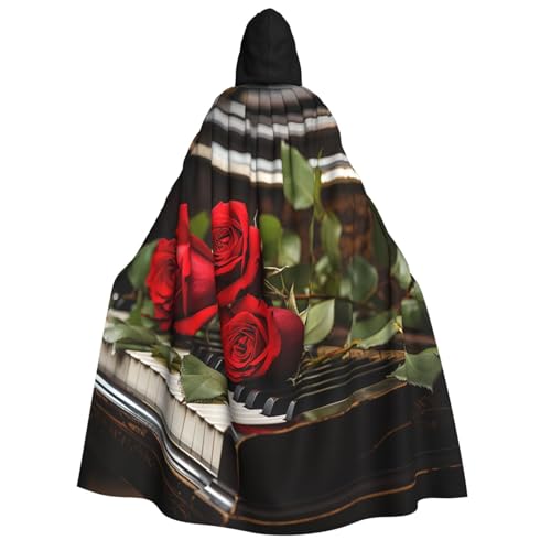 TRSGKSQP Rote Rose auf Klavier Erwachsene Kapuzenumhang Halloween Umhang lange Kapuze Robe Umhang Cosplay Kostüm TRSGKSQP Rote Rose auf Klavier Erwachsene Kapuzenumhang Halloween Umhang lange Kapuze Robe Umhang Cosplay Kostüm von TRSGKSQP