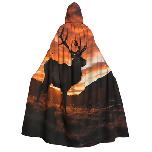TRSGKSQP Roter Hirsch, Stier, Elch, Sonnenuntergang, Erwachsenen-Umhang, mit Kapuze, Halloween-Umhang, lange Kapuze, Cosplay-Kostüm TRSGKSQP Roter Hirsch, Stier, Elch, Sonnenuntergang, Erwachsenen-Umhang, mit Kapuze, Halloween-Umhang, lange Kapuze, Cosplay-Kostüm von TRSGKSQP