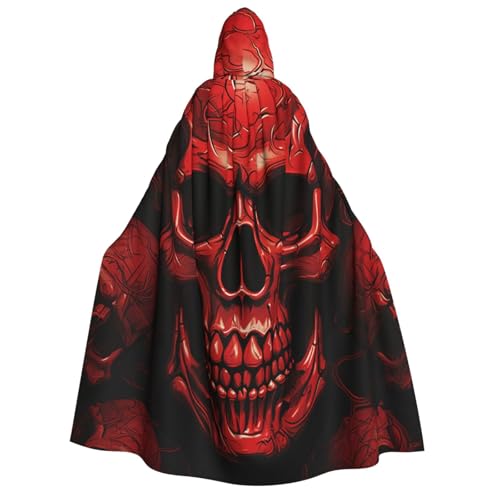 TRSGKSQP Roter Totenkopf-Umhang mit Kapuze für Erwachsene, Halloween-Umhang, lange Kapuze, Robe, Umhang, Cosplay-Kostüm von TRSGKSQP