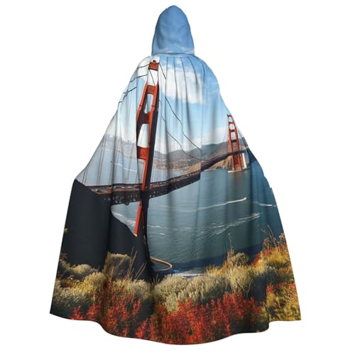 TRSGKSQP San Francisco Golden Gate Bridge Kapuzenumhang für Erwachsene, Halloween-Umhang, lange Kapuze, Robe, Umhang, Cosplay-Kostüm von TRSGKSQP