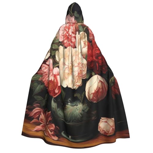 TRSGKSQP Schale mit Pfingstrosen und Rose, Erwachsenen-Umhang mit Kapuze, Halloween-Umhang, lange Kapuze, Robe, Umhang, Cosplay-Kostüm TRSGKSQP Schale mit Pfingstrosen und Rose, Erwachsenen-Umhang mit Kapuze, Halloween-Umhang, lange Kapuze, Robe, Umhang, Cosplay-Kostüm von TRSGKSQP