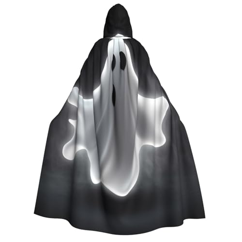 TRSGKSQP Schwarzer und Halloween-Geister-Umhang mit Kapuze für Erwachsene, Halloween-Umhang, lange Kapuze, Robe, Umhang, Cosplay-Kostüm von TRSGKSQP