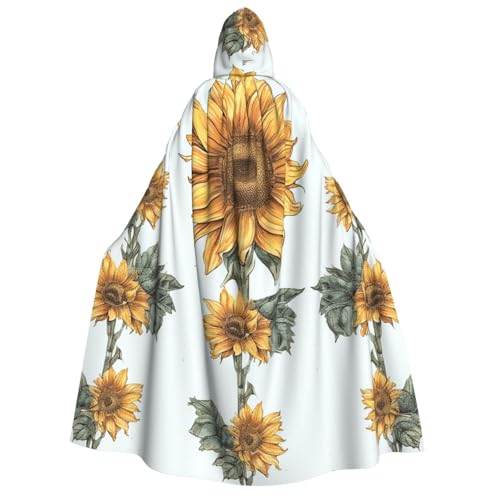 TRSGKSQP Sonnenblumen-Umhang mit Kapuze, handbemalt, Blumenmuster, Erwachsene, Halloween, Umhang, lange Kapuze, Cosplay-Kostüm von TRSGKSQP