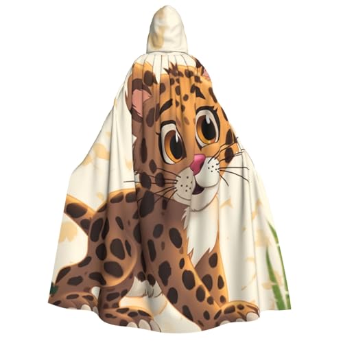 TRSGKSQP Süßer Jaguar-Umhang mit Kapuze für Erwachsene, Halloween-Umhang, lange Kapuze, Cosplay-Kostüm von TRSGKSQP