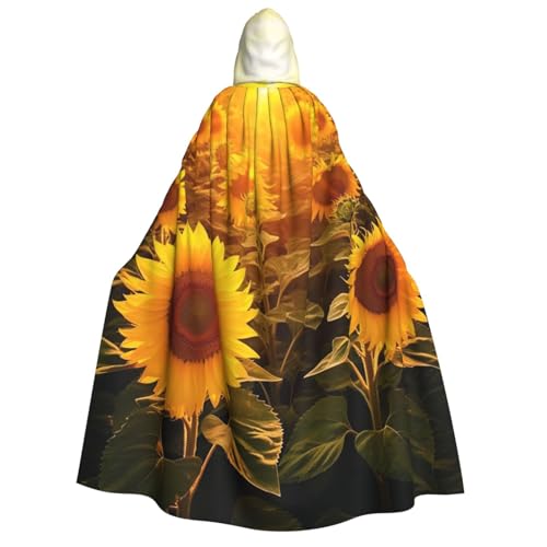 TRSGKSQP Sunshine Sonnenblumenfeld, Erwachsenen-Umhang mit Kapuze, Halloween-Umhang, lange Kapuze, Robe, Umhang, Cosplay-Kostüm von TRSGKSQP