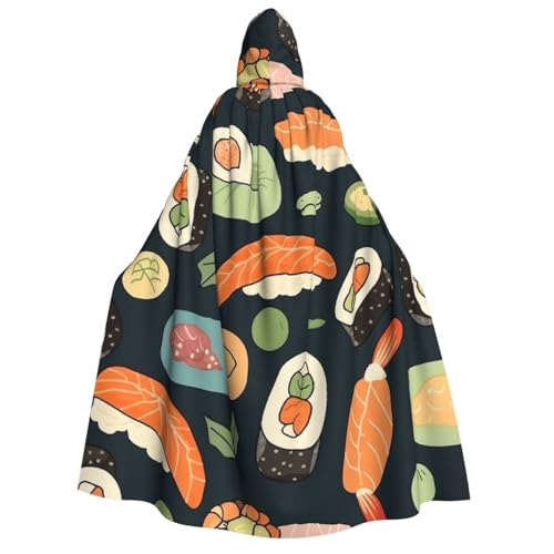 TRSGKSQP Sushi-Umhang mit Lebensmittelmuster für Erwachsene, Halloween-Umhang, lange Kapuze, Robe, Umhang, Cosplay-Kostüm von TRSGKSQP