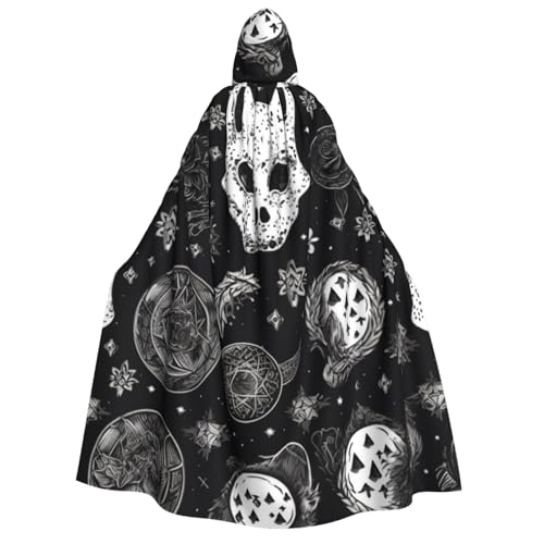 TRSGKSQP Totenkopf Katze Mond Gothic Erwachsene Kapuzenumhang Halloween Umhang Lange Kapuze Robe Umhang Cosplay Kostüm von TRSGKSQP