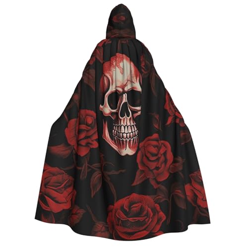 TRSGKSQP Totenkopf-Rosen-Umhang mit Kapuze für Erwachsene, Halloween-Umhang, lange Kapuze, Cosplay-Kostüm TRSGKSQP Totenkopf-Rosen-Umhang mit Kapuze für Erwachsene, Halloween-Umhang, lange Kapuze, Cosplay-Kostüm von TRSGKSQP