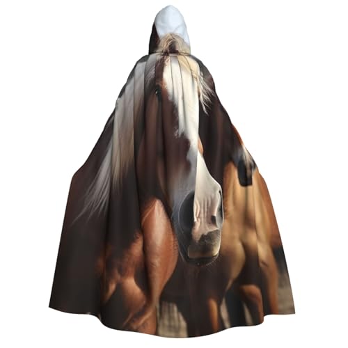 TRSGKSQP Umhang mit Kapuze für Erwachsene, Motiv: Pferde, Tiere, Halloween, lange Kapuze, Cosplay-Kostüm von TRSGKSQP