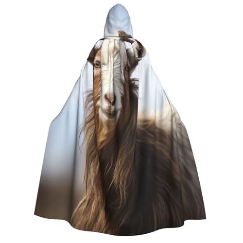 TRSGKSQP Umhang mit Kapuze für Erwachsene, Tier-Ziege, Halloween-Umhang, lange Kapuze, Cosplay-Kostüm von TRSGKSQP