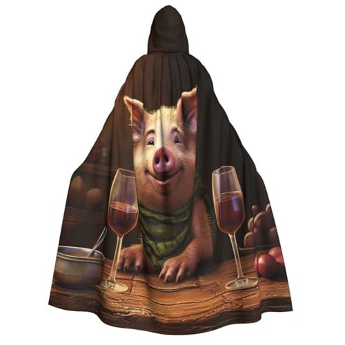 TRSGKSQP Umhang mit Kapuze für Erwachsene mit Tier- und Rotwein-Motiv, Halloween-Umhang, lange Kapuze, Cosplay-Kostüm von TRSGKSQP