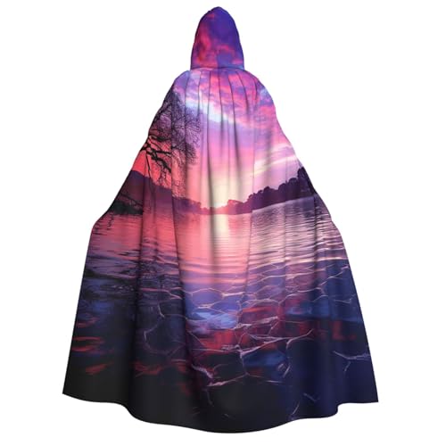TRSGKSQP Violetter Sonnenuntergang auf dem Wasser, Erwachsenen-Umhang mit Kapuze, Halloween-Umhang, lange Kapuze, Cosplay-Kostüm TRSGKSQP Violetter Sonnenuntergang auf dem Wasser, Erwachsenen-Umhang mit Kapuze, Halloween-Umhang, lange Kapuze, Cosplay-Kostüm von TRSGKSQP