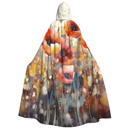 TRSGKSQP Wasserfarbener, roter Mohnblumen-Umhang für Erwachsene, mit Kapuze, Halloween-Umhang, lange Kapuze, Cosplay-Kostüm TRSGKSQP Wasserfarbener, roter Mohnblumen-Umhang für Erwachsene, mit Kapuze, Halloween-Umhang, lange Kapuze, Cosplay-Kostüm von TRSGKSQP
