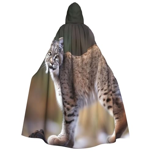 TRSGKSQP Wilder Bobcat Kapuzenumhang für Erwachsene, Halloween-Umhang, lange Kapuze, Robe, Umhang, Cosplay-Kostüm von TRSGKSQP