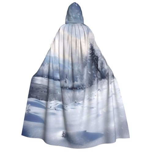 TRSGKSQP Winterlandschaft Erwachsene Kapuzenumhang Halloween Umhang Lange Kapuze Robe Umhang Cosplay Kostüm von TRSGKSQP