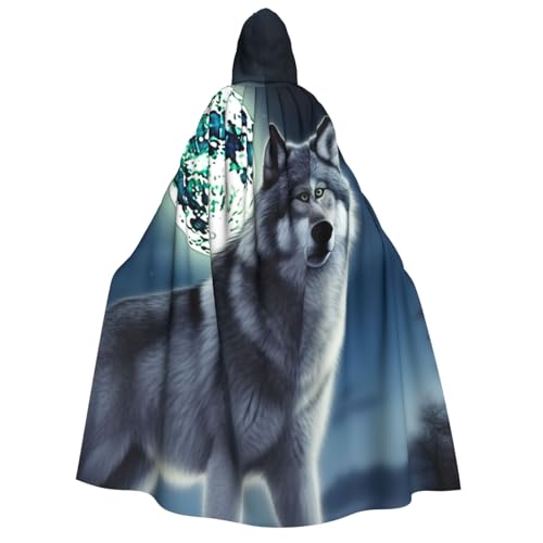 TRSGKSQP Wolf Under Moon Kapuzenumhang für Erwachsene, Halloween, lange Kapuze, Cosplay-Kostüm TRSGKSQP Wolf Under Moon Kapuzenumhang für Erwachsene, Halloween, lange Kapuze, Cosplay-Kostüm von TRSGKSQP