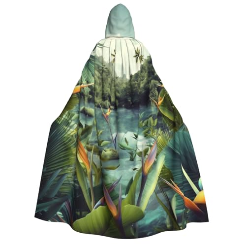 Tropische Landschaft Erwachsene Kapuzenumhang Halloween Umhang Lange Kapuze Robe Umhang Cosplay Kostüm von TRSGKSQP