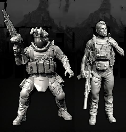 TRUEGRIS 1/35 Europäische Kommandosoldaten-Resin-Soldatenmodell-Bausatz Ungefärbter und unmontierter Resin-Modellbausatz (2 Personen) //v9S3L32 von TRUEGRIS