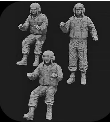 TRUEGRIS 1/35 Soldaten aus dem Zweiten Weltkrieg Resin-Soldatenmodellbausatz Unbemalter und unmontierter Resin-Modellbausatz (3 Personen, ohne Panzer) //J9o6L1 von TRUEGRIS
