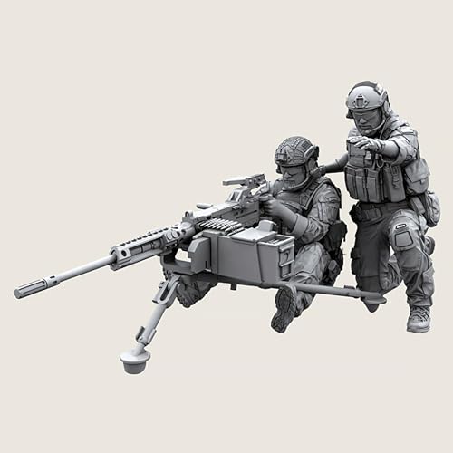 TRUEGRIS 1/35 US-Kommandosoldaten-Resin-Soldatenmodellbausatz Unbemalter und unmontierter Resin-Modellbausatz (2 Personen, mit Maschinengewehr) //J9o6L9 von TRUEGRIS