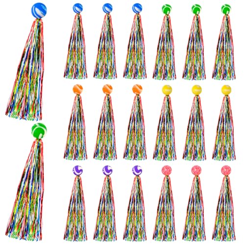 TRUEIN 20 Stück Flummies für Kinder, 2.5cm/1.0in Springball für Kinder, Glitzer Flummies, Hüpfbälle mit Farbige Bänder, Mini Gummiball Spielzeug für Kindergeburtstag, Wurfmaterial, Party, Mitbringsel von TRUEIN