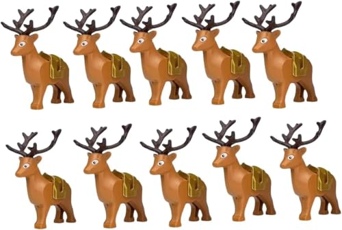 10 Stück Tiere Minifiguren Bausteine Bausatz, Deer Modellfiguren Baustein Sets, Tierfiguren Minifiguren Bauset für Kinder, Plastiktiere Mini Tiere DIY Zubehör Bausteine Modell von TRavesty