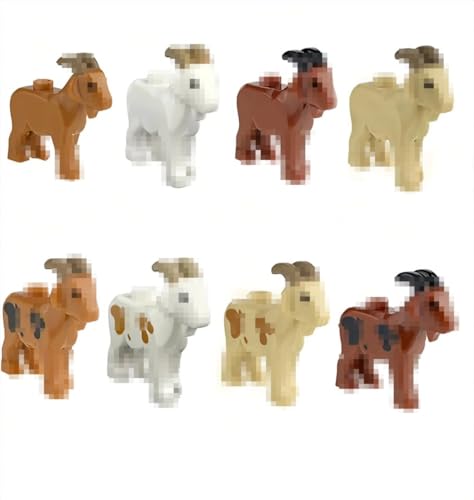 8 Stück Tiere Minifiguren Bausteine Bausatz, Ziegen Modellfiguren Baustein Sets, Tierfiguren Minifiguren Bauset für Kinder, Plastiktiere Mini Tiere DIY Zubehör Bausteine Modell von TRavesty