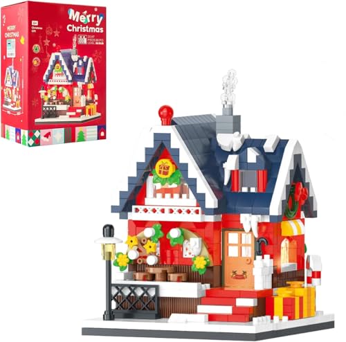 TRavesty Weihnachten Schneehaus Süßigkeitenhaus Bausteine Set, Kreatives DIY Street View Weihnachten Haus Stadtdorf Haus Bausatz, Modulares Haus Modellbausatz für Erwachsene und Kinder (Geschenkhaus) von TRavesty