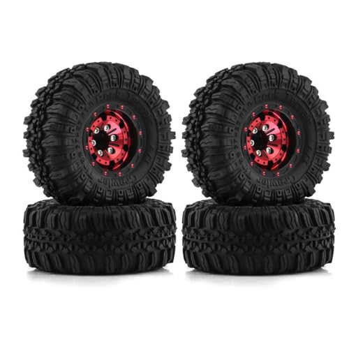 1,0 Beadlock -Räder und Reifen Set von 4 kompatibel mit AX24 SCX24 1/18 1/24 RC Crawler Car 1.0 Crawler -Reifen(4pcs Red) von TReCVd