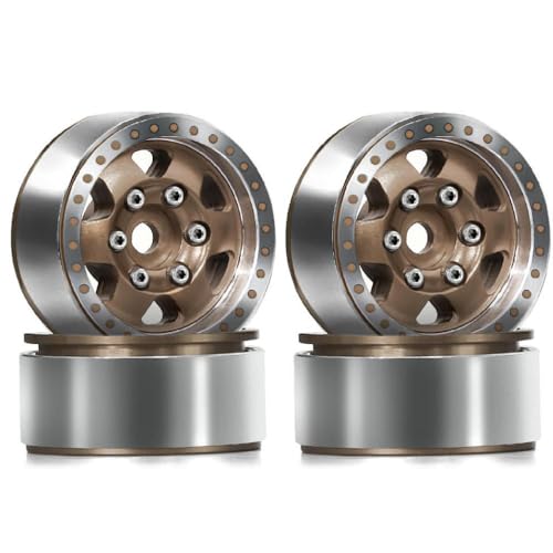 1,0 RC Felgen CNC Aluminium 28mm OD Beadlock Wheel-Hub 6-Speichen 7 mm Sechskant kompatibel mit 1/18 1/24 RC Crawler AX24 SCX24 FMS(4pcs Red) von TReCVd