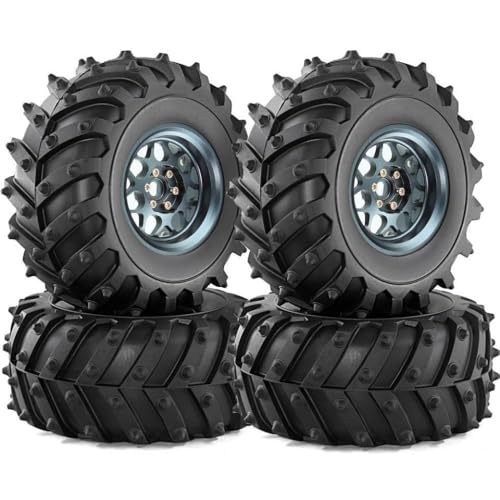 1/10 Skala RC Crawler Car Beadlock -Räder und Spike -Reifen 4pcs kompatibel mit TRX6 90046 CC01 D110 Models Metal 2 2 Version(Black) von TReCVd