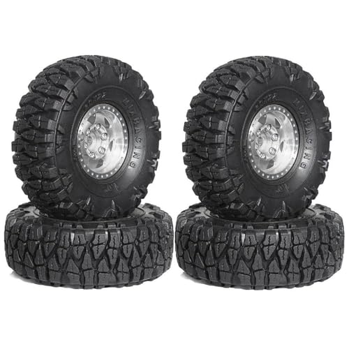 1/18 1/24 RC Crawler Metall Wheel and Tire 4PCS kompatibel mit 1/18 1/24 RC Crawler Car SCX24 AX24(4pcs Black) von TReCVd