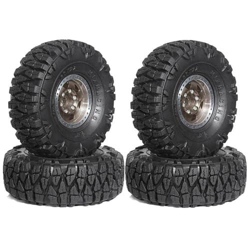 1/18 1/24 RC Crawler Metall Wheel and Tire 4PCS kompatibel mit 1/18 1/24 RC Crawler Car SCX24 AX24(4pcs Red) von TReCVd