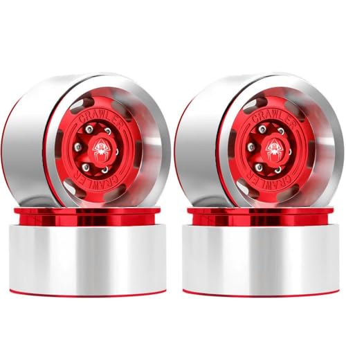 1,9 Beadlock -Aluminiumradfelgen Set von 4 Kompatibel mit 1:10 Skala RC -Crawler, die mit verschiedenen Modellen kompatibel sind(4pcs Red) von TReCVd
