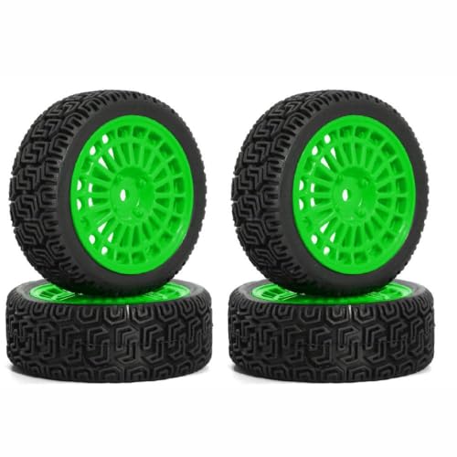 12-mm-Gummireifen auf Straßenreifenrädern für Rcye Rally Rally Racing Car kompatibel mit TT-01 TT-02 XV-01 PTG2 DF-03 TA06 und ähnliche Modelle Teile(4pcs Black) von TReCVd