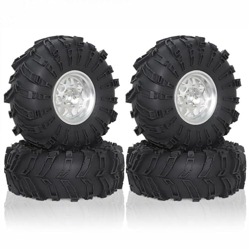 2,2 Zoll Metall Beadlock Wheel Rand Tire Set 4PCS 138 mm kompatibel mit 1/10 RC -Crawler -Fahrzeugen wie Wraith kompatibel(Black) von TReCVd