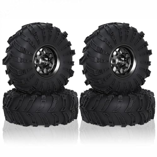 2,2 Zoll Metall Beadlock Wheel Rand Tire Set 4PCS 138 mm kompatibel mit 1/10 RC -Crawler -Fahrzeugen wie Wraith kompatibel(Silvery) von TReCVd