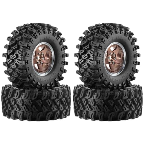 2,2 Zoll RC Aluminium -Beadlock -Räder und Reifenset von 4 mit einem Außendurchmesser von 5,36 Zoll für kompatible RC -Schlamm -Crawler -Trail Gen8 Everest 10 Wraith(4pcs Brown) von TReCVd