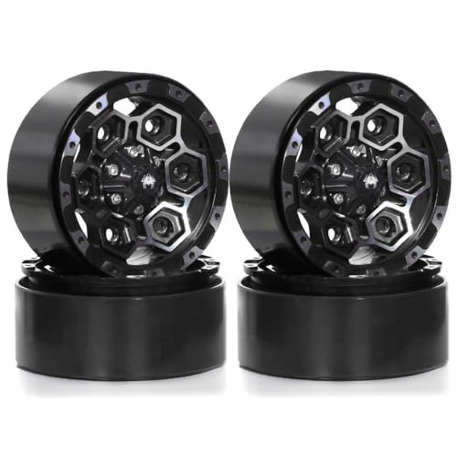 4 Stücke Aluminium 1,9 Beadlock -Räder 12mm Sechskantkompatibel mit 1/10 RC Crawler -Modellen TRX6 VS410 Gen8(Black) von TReCVd