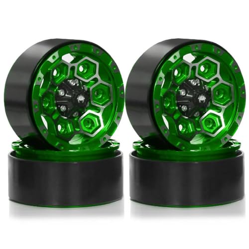 4 Stücke Aluminium 1,9 Beadlock -Räder 12mm Sechskantkompatibel mit 1/10 RC Crawler -Modellen TRX6 VS410 Gen8(Green) von TReCVd
